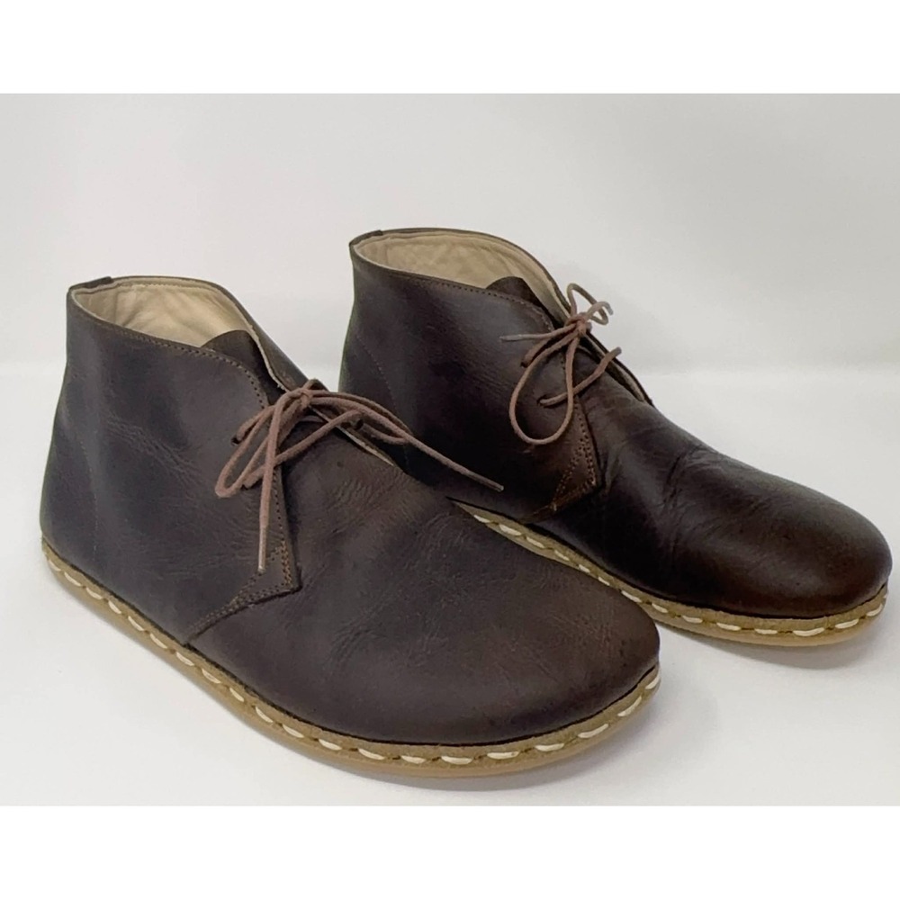 Atlantis Handmade in Turkey Brown Leather Chukka Desert Boots Mens 8.5 Barefoot